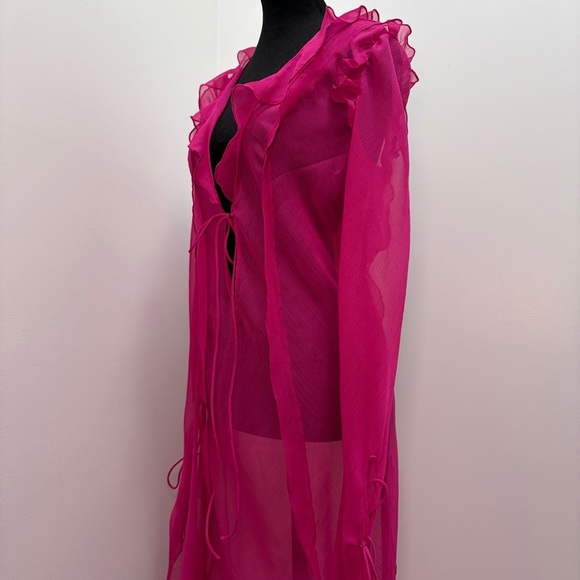Rat & Boa- FARRETTI DRESS PINK Size Large Sheer Beach Cover Up - Picture 9 of 15